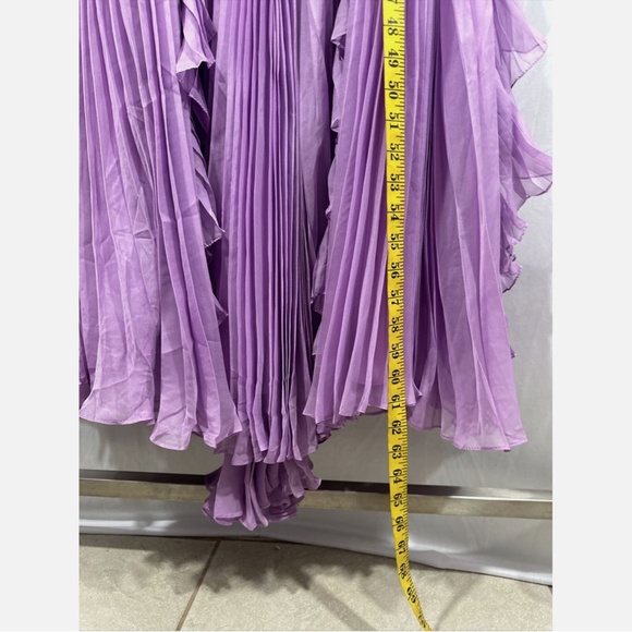 NEW IEENA Mac Duggal [ 12 ] Pleated Ruffle Cap Sleeve‎ Flowy A Gown Lilac Purple - Picture 7 of 16